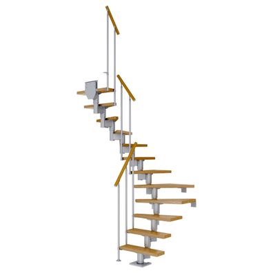 Dolle Mittelholmtreppe Dublin 1/2 gewendelt aus Eiche lackiert 61 cm breit fuer GH 2