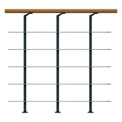 Dolle Bruestungsgelaender Edelstahl Erweiterungs-Set in Eiche Unterkonstruktion Anth