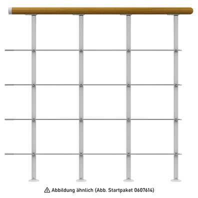 Dolle Bruestungsgelaender Erweiterungspaket 1m lang in Eiche/weis mit mitlaufenden E