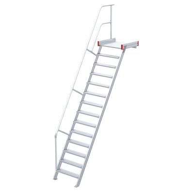 Euroline 511 Podesttreppe 60EUR 600mm Stufenbreite 14 Stufen Alu gerieft