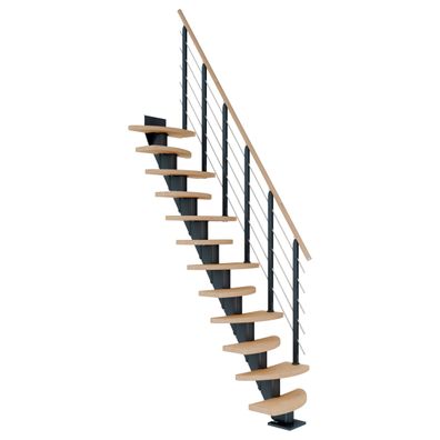 Dolle Mittelholmtreppe Berlin Eiche weis, geoelt 64 cm breit fuer Geschosshoehen 203