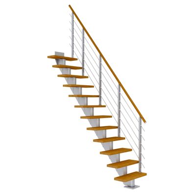 Dolle Mittelholmtreppe Frankfurt Gerade Eiche, geoelt 65 cm breit fuer Geschosshoehe