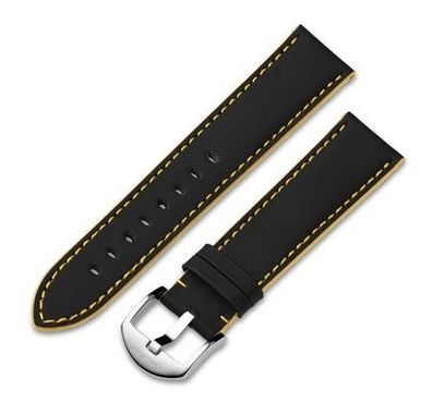 Schönes Jean Marcel Handgefertigtes Uhrenarmband mit gelber Ziernahht Neu