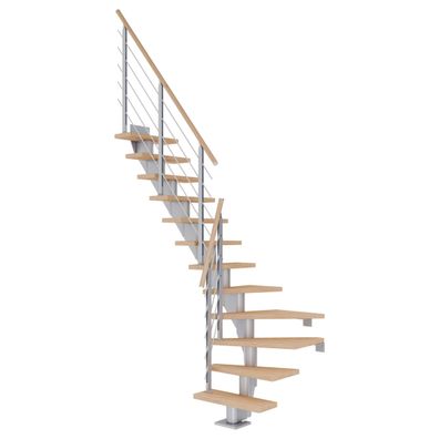 Dolle Mittelholmtreppe Frankfurt 1/4 gewendelt Eiche weis, geoelt 65 cm breit fuer G