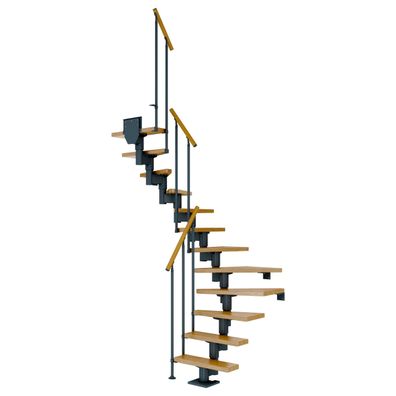 Dolle Mittelholmtreppe Dublin 1/2 gewendelt aus Eiche lackiert 65 cm breit fuer GH 2