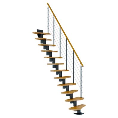 Dolle Mittelholmtreppe Basel Eiche, lackiert 64 cm breit fuer Geschosshoehen 222 –