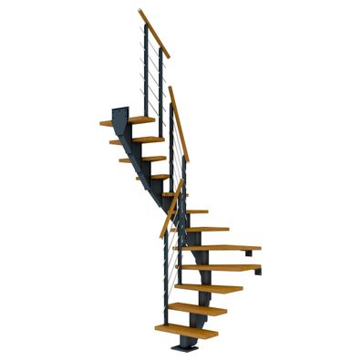 Dolle Mittelholmtreppe Frankfurt 1/2 gewendelt Eiche, geoelt 75 cm breit fuer GH 240