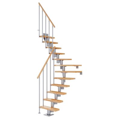 Dolle Mittelholmtreppe Dublin 1/4 gewendelt aus Buche lackiert 71 cm breit fuer GH 2