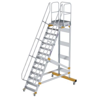 MUNK Plattformtreppe fahrbar 60EUR Stufenbreite 800mm 14 Stufen