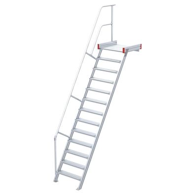 Euroline 511 Podesttreppe 60EUR 600mm Stufenbreite 13 Stufen Alu gerieft