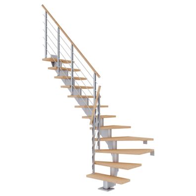 Dolle Mittelholmtreppe Hamburg 1/4 gewendelt Eiche weis, geoelt 85 cm breit fuer GH