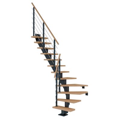 Dolle Mittelholmtreppe Frankfurt 1/4 gewendelt Eiche weis, geoelt 65 cm breit fuer G