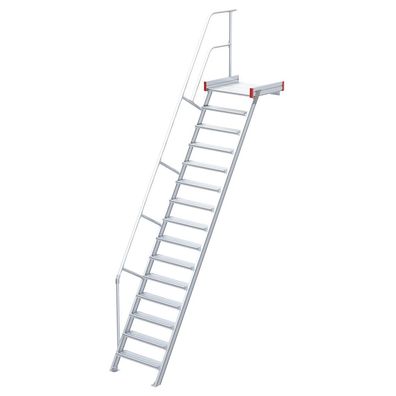 Euroline 511 Podesttreppe 60EUR 600mm Stufenbreite 15 Stufen Alu gerieft