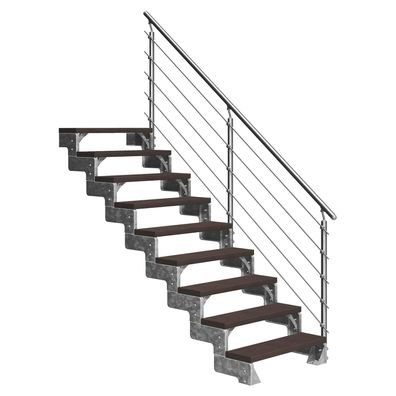 Dolle Ausentreppe Gardentop 162-198cm Geschosshoehe mit Trimax dunkelbraun 80cm brei