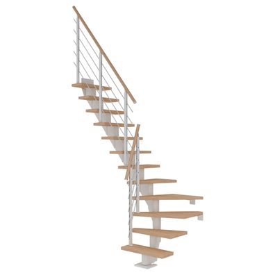 Dolle Mittelholmtreppe Frankfurt 1/4 gewendelt Eiche weis, geoelt 65 cm breit fuer G