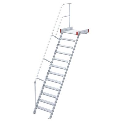 Euroline 511 Podesttreppe 60EUR 600mm Stufenbreite 12 Stufen Alu gerieft