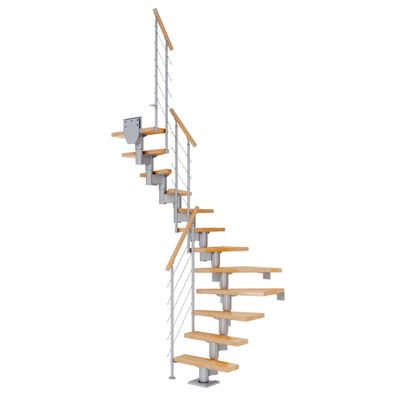 Dolle Mittelholmtreppe Dublin 1/2 gewendelt aus Buche lackiert 65 cm breit fuer GH 2