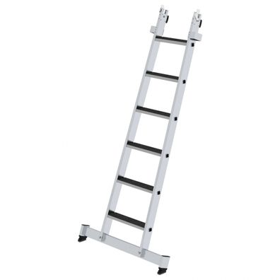 MUNK Stufen-Glasreinigerleiter mit nivello-Traverse clip-step R13, 6-stufiges Untert