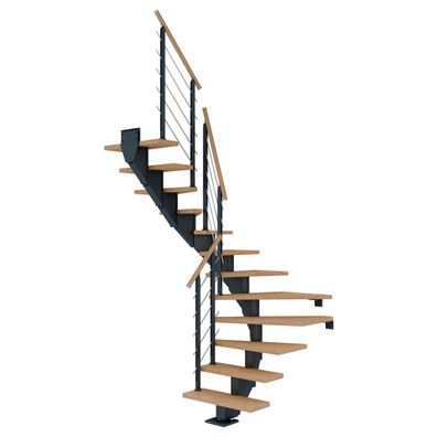 Dolle Mittelholmtreppe Hamburg 1/2 gewendelt Eiche weis, geoelt 85 cm breit fuer GH