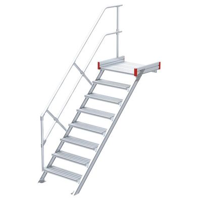 Euroline 511 Podesttreppe 45EUR 600mm Stufenbreite 8 Stufen Alu gerieft