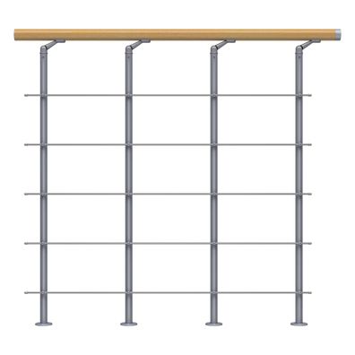 Dolle Bruestungsgelaender Edelstahl Starter-Set in Ahorn Unterkonstruktion Perlgrau