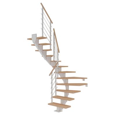 Dolle Mittelholmtreppe Hamburg 1/2 gewendelt Eiche weis, geoelt 85 cm breit fuer GH