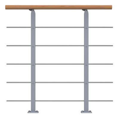Dolle Bruestungsgelaender Erweiterungs-Set - Eiche weis Unterkonstruktion Perlgrau