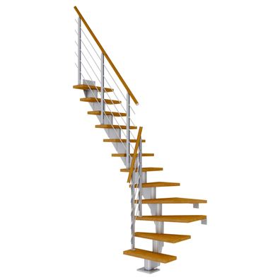 Dolle Mittelholmtreppe Frankfurt 1/4 gewendelt Eiche, geoelt 75 cm breit fuer GH 222