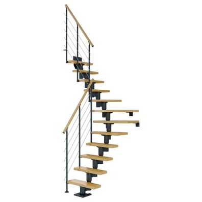 Dolle Mittelholmtreppe Dublin 1/4 gewendelt aus Buche lackiert 75 cm breit fuer GH 2