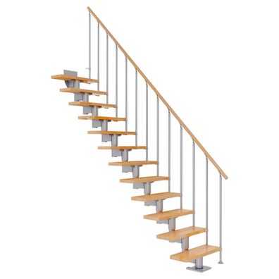 Dolle Mittelholmtreppe Cork Buche, lackiert Gerade 79 cm breit fuer Geschosshoehen 2