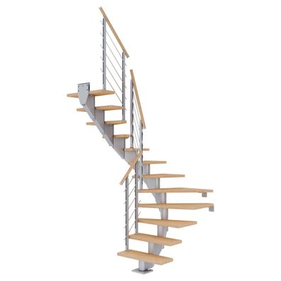 Dolle Mittelholmtreppe Hamburg 1/2 gewendelt Eiche weis, geoelt 75 cm breit fuer GH