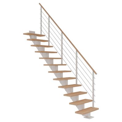 Dolle Mittelholmtreppe Hamburg Gerade Eiche weis, geoelt 85 cm breit fuer Geschossho