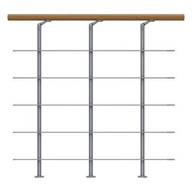 Dolle Bruestungsgelaender Edelstahl Erweiterungs-Set in Eiche Unterkonstruktion Perl