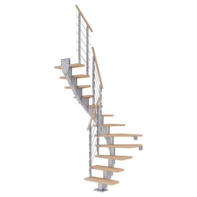 Dolle Mittelholmtreppe Frankfurt 1/2 gewendelt Eiche weis, geoelt 75 cm breit fuer G