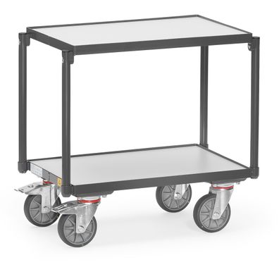 Fetra ESD-Eurokasten-Roller mit 2 Etagen, mit Rand 7 mm und Rohrschiebebuegel