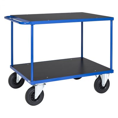 Kongamek Tischwagen in blau 1000x600x870mm mit Schiebegriff, Gummibereifung und Brem