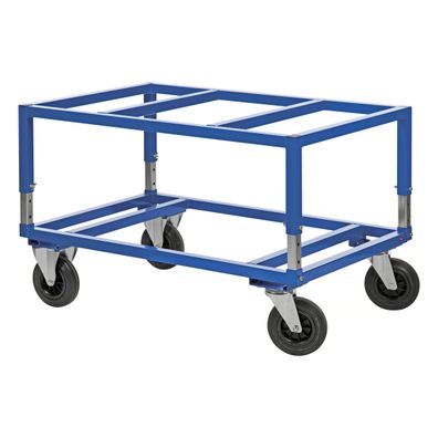 Kongamek Palettenwagen in rot hoehenverstellbar 655mm hoch mit Bremse fuer Paletten