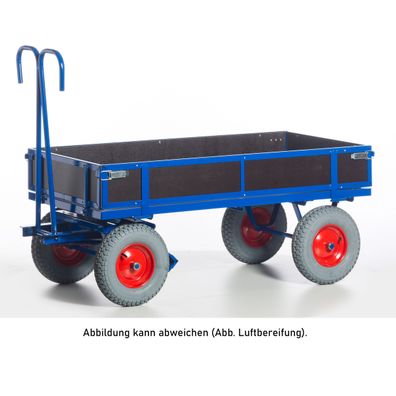 Rollcart Handpritschenwagen mit Holzbordwaenden 1560x760x480mm Vollgummi