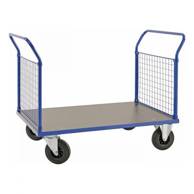 Kongamek Plattformwagen in blau 1366x800x1020mm mit MDF-Platte und 2 Schiebebuegeln