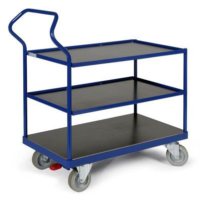 Protaurus Ergotruck-tischwagen mit 3 Ladeflaechen und Schiebebuegel 500kg Tragkraft