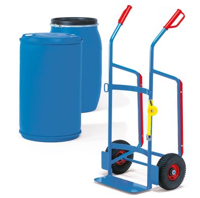 Fetra Fasskarre mit Kunststoff-Gleitkufen Vollgummibereifung