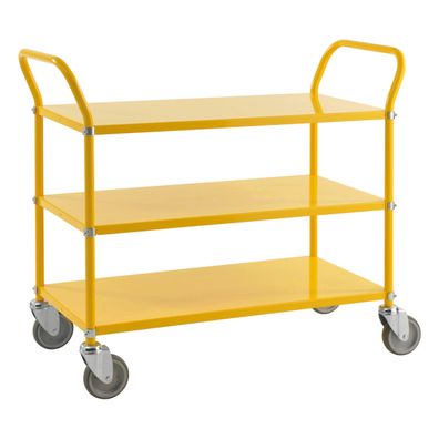 Kongamek Etagenwagen mit 3 Boeden 900x440mm in Gelb ohne Bremse