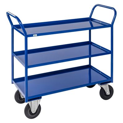 Kongamek Etagenwagen voll verschweisst in blau mit 3 Boeden 940x540mm Ladeflaeche un