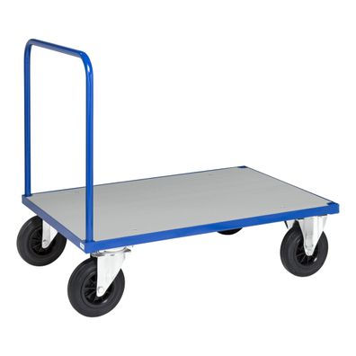 Kongamek Plattformwagen in blau 1000x700x900mm mit offenem Schiebegriff, verzinkter