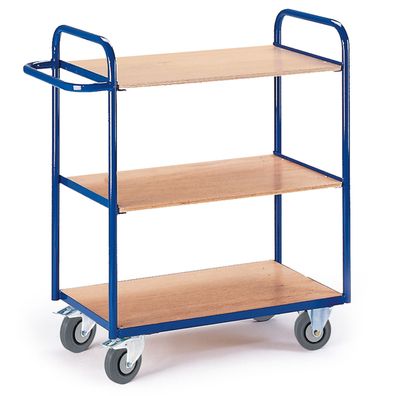 Etagenwagen ohne Waende 1070mm hoch mit 3 Ladeflaechen 800x490mm im Buchendekor ohne