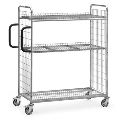 Fetra Kommissionierwagen 1250x610mm aus Drahtschweisgitter, 1825mm hoch mit 4 Gitter