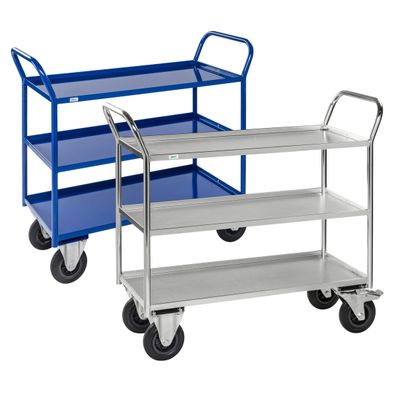 Kongamek Etagenwagen voll verschweisst in weis mit 3 Boeden 940x540mm Ladeflaeche un