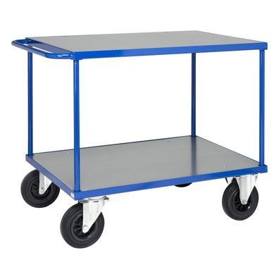 Kongamek Tischwagen in blau 1300x800x870mm Ladeflaeche Stahlblech verzinkt mit Schie