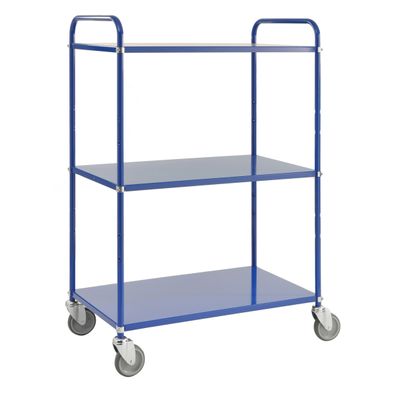 Kongamek Etagenwagen mit 3 Boeden 900x440mm pulverbeschichtet in blau 24mm Rand mit