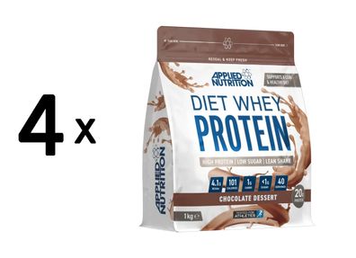 4 x Applied Nutrition Diet Whey (1000g) Chocolate Dessert